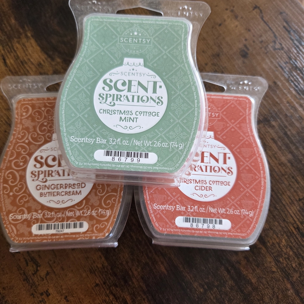 Scentsy Scent-Spirations - Gingerbread Buttercream, Christmas Cottage Mint & Cid